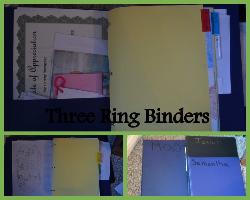 Each child has a binder that holds all of their completed work and their weekly assignment lists. 