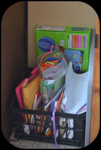 The "littles" crate. Books, activities, manipulatives, and more for early learning.